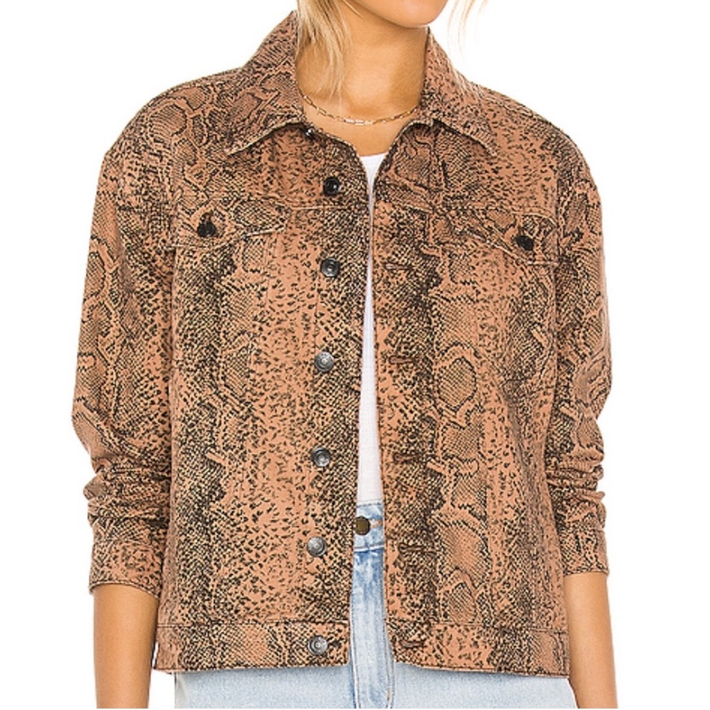 Free People Snake Skin Jean Jacket